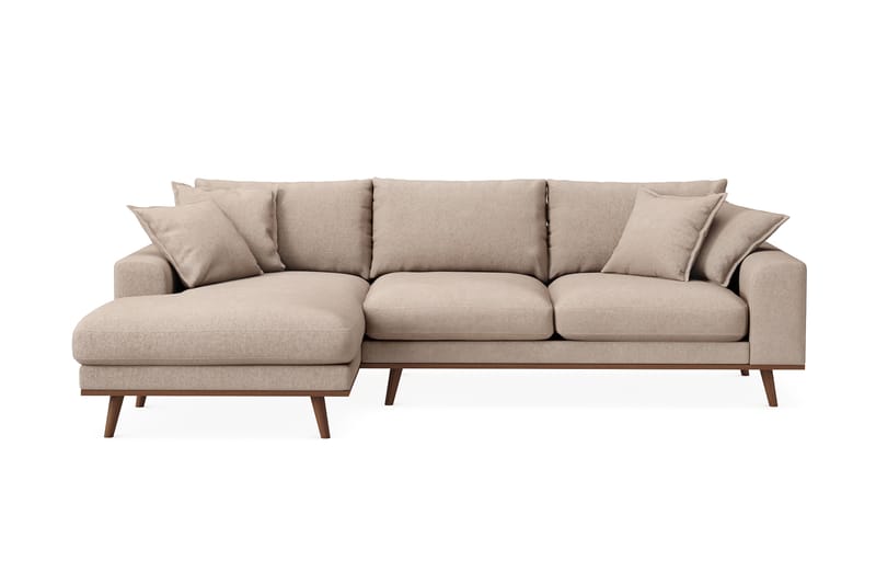 Copenhagen Premium 4-personers Venstrevendt L-formet Dyb Divansofa i Stoff - Lyse brun - Møbler - Sofaer - Sofa med sjeselong