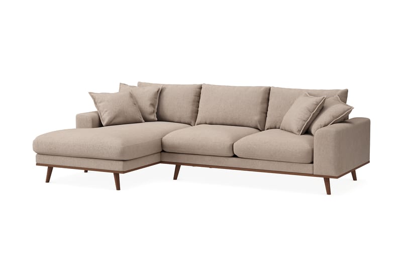 Copenhagen Premium 4-personers Venstrevendt L-formet Dyb Divansofa i Stoff - Lyse brun - Møbler - Sofaer - Sofa med sjeselong