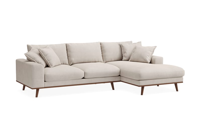 Copenhagen Premium 4-personers Højrevendt L-formet Dyb Divansofa i Stoff - Beige - Møbler - Sofaer - Sofa med sjeselong