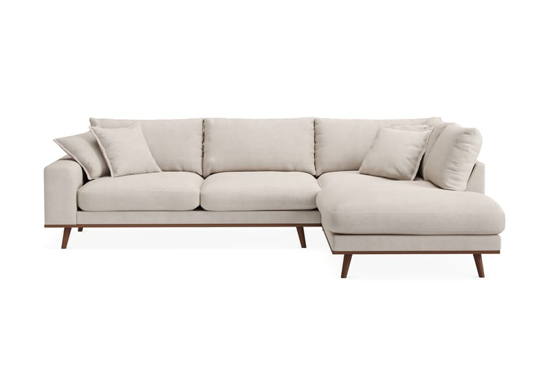 Copenhagen Premium 4-personers Højrevendt L-formet Dyb Chaiselongsofa i Stoff - Beige - Møbler - Sofaer - Sofa med sjeselong