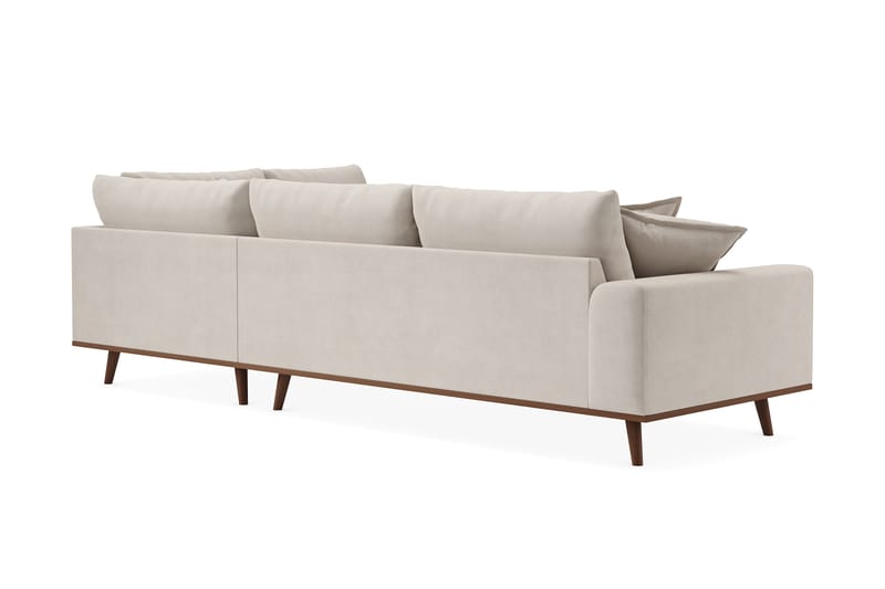 Copenhagen Premium 4-personers Højrevendt L-formet Dyb Chaiselongsofa i Stoff - Beige - Møbler - Sofaer - Sofa med sjeselong