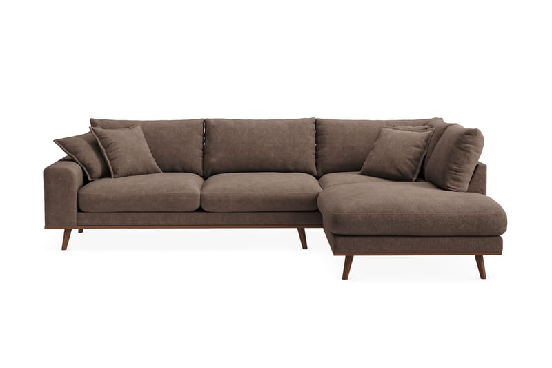Copenhagen Premium 4-personers Højrevendt L-formet Dyb Chaiselongsofa i Stoff - Mørkebrun - Møbler - Sofaer - Sofa med sjeselong