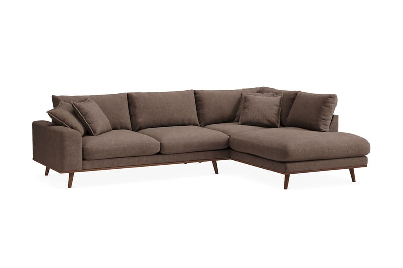 Copenhagen Premium 4-personers Højrevendt L-formet Dyb Chaiselongsofa i Stoff - Mørkebrun - Møbler - Sofaer - Sofa med sjeselong