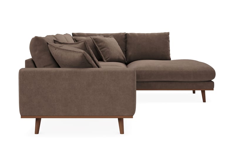 Copenhagen Premium 4-personers Højrevendt L-formet Dyb Chaiselongsofa i Stoff - Mørkebrun - Møbler - Sofaer - Sofa med sjeselong