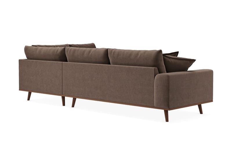 Copenhagen Premium 4-personers Højrevendt L-formet Dyb Chaiselongsofa i Stoff - Mørkebrun - Møbler - Sofaer - Sofa med sjeselong