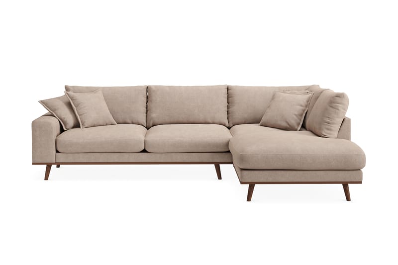 Copenhagen Premium 4-personers Højrevendt L-formet Dyb Chaiselongsofa i Stoff - Lyse brun - Møbler - Sofaer - Sofa med sjeselong