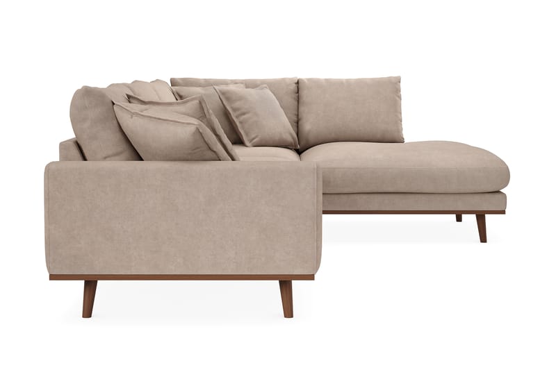 Copenhagen Premium 4-personers Højrevendt L-formet Dyb Chaiselongsofa i Stoff - Lyse brun - Møbler - Sofaer - Sofa med sjeselong