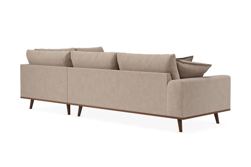 Copenhagen Premium 4-personers Højrevendt L-formet Dyb Chaiselongsofa i Stoff - Lyse brun - Møbler - Sofaer - Sofa med sjeselong