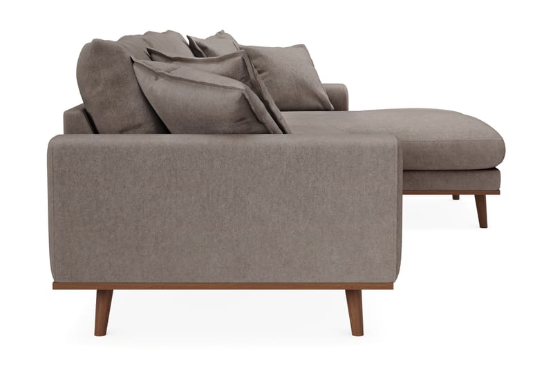 Copenhagen Premium 4-personers Højrevendt L-formet Dyb Divansofa i Stoff - Brun - Møbler - Sofaer - Sofa med sjeselong