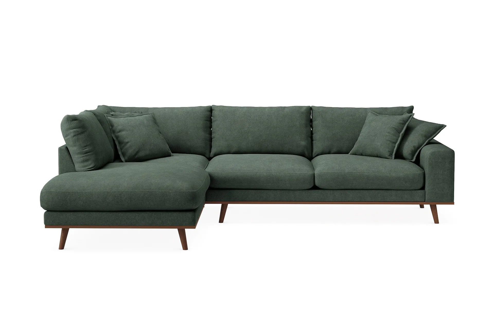 Copenhagen Premium 4-personers Venstrevendt L-formet Dyb Chaiselongsofa i Stoff - Grön
