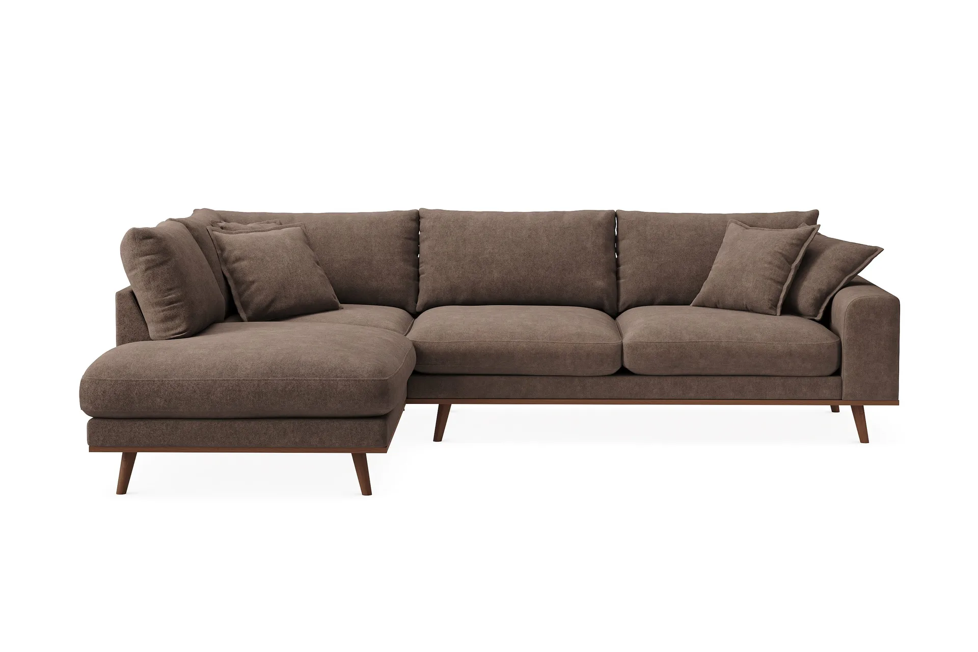 Copenhagen Premium 4-personers Venstrevendt L-formet Dyb Chaiselongsofa i Stoff - Mørkebrun