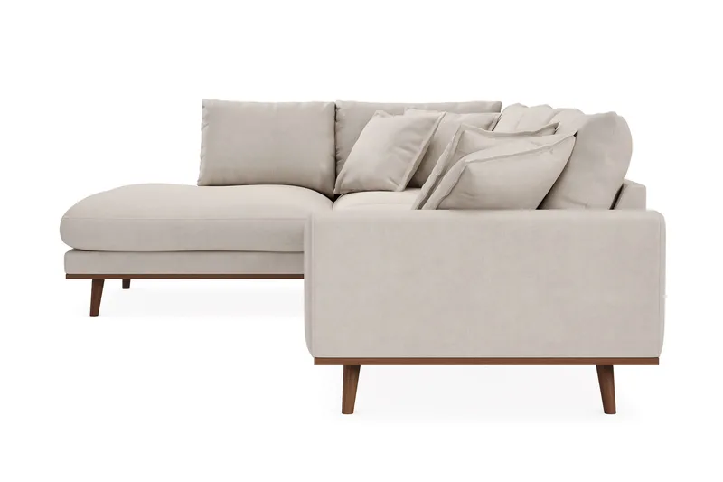 Copenhagen Premium 4-personers Venstrevendt L-formet Dyb Chaiselongsofa i Stoff - Beige - Møbler - Sofaer - Sofa med sjeselong