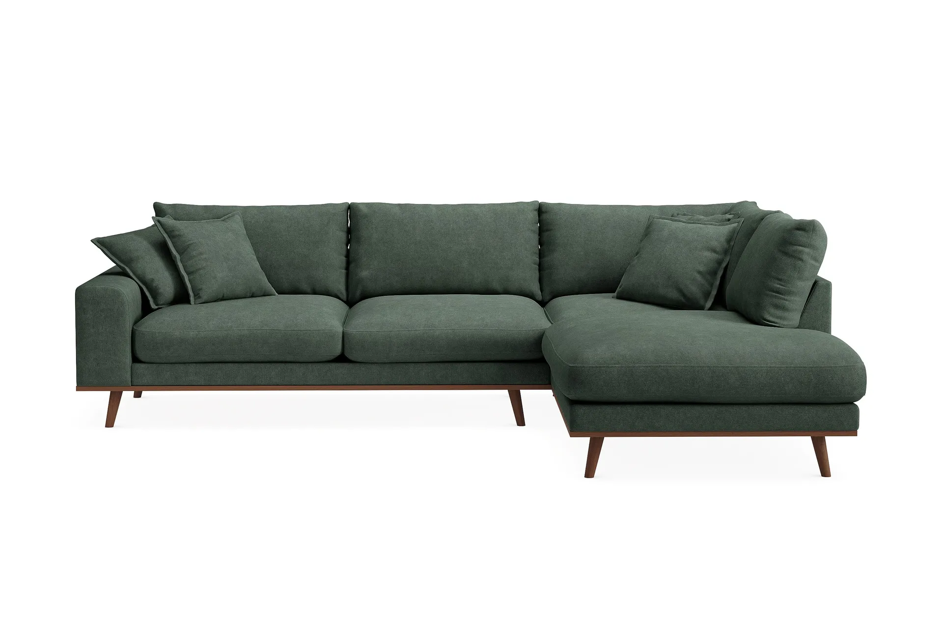 Copenhagen Premium 4-personers Højrevendt L-formet Dyb Chaiselongsofa i Stoff - Grön