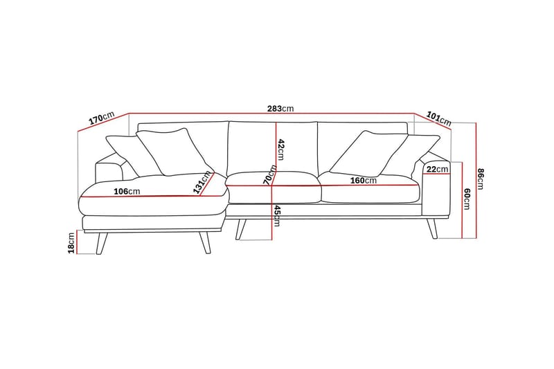 Copenhagen Premium 4-personers Venstrevendt L-formet Dyb Divansofa i Stoff - Grön - Møbler - Sofaer - Sofa med sjeselong