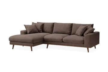 Copenhagen Premium 4-personers Venstrevendt L-formet Dyb Divansofa i Stoff - Mørkebrun - Møbler - Sofaer - Sofa med sjeselong