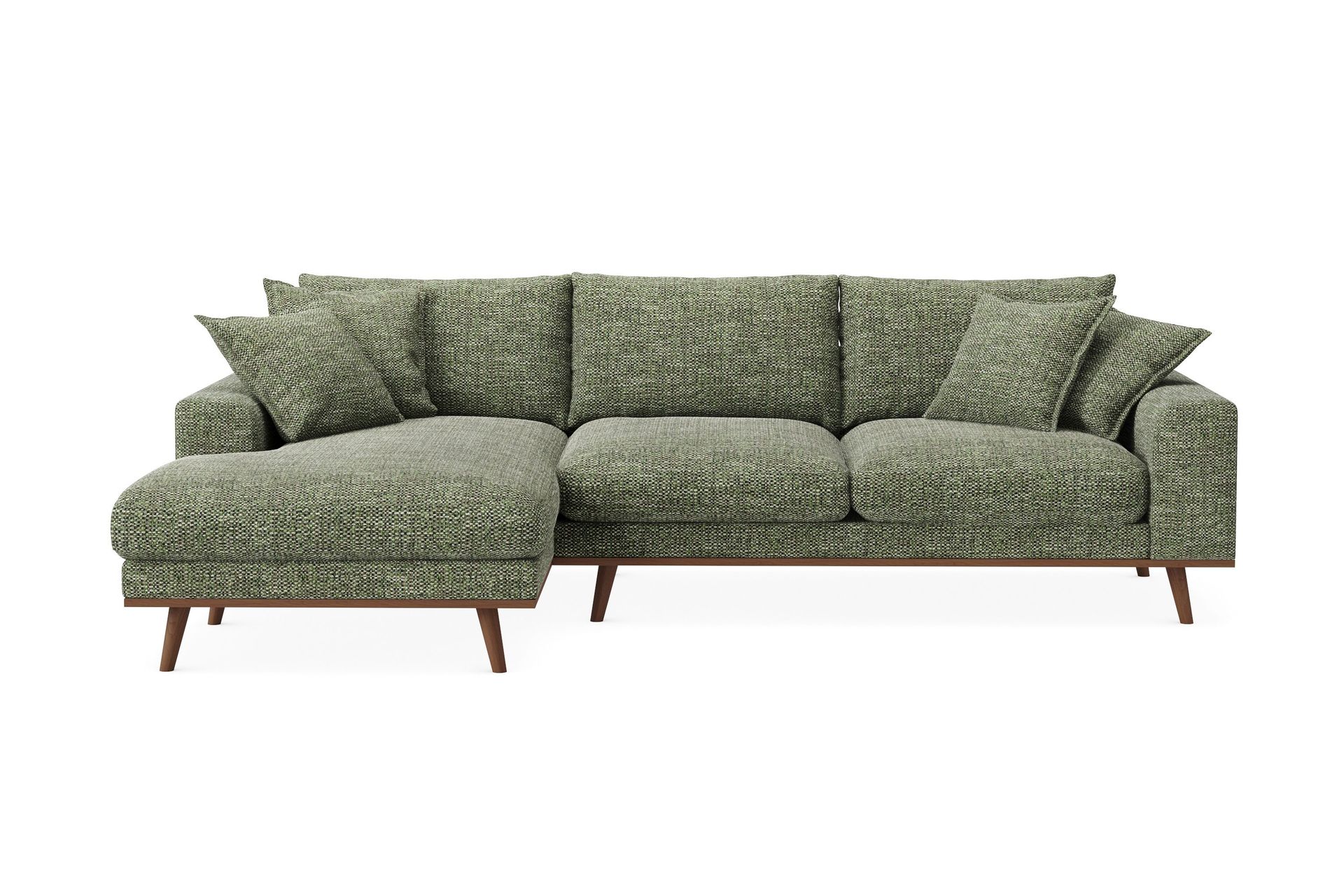 Copenhagen Premium 4-personers Venstrevendt L-formet Dyb Divansofa i Chenille - Grøn