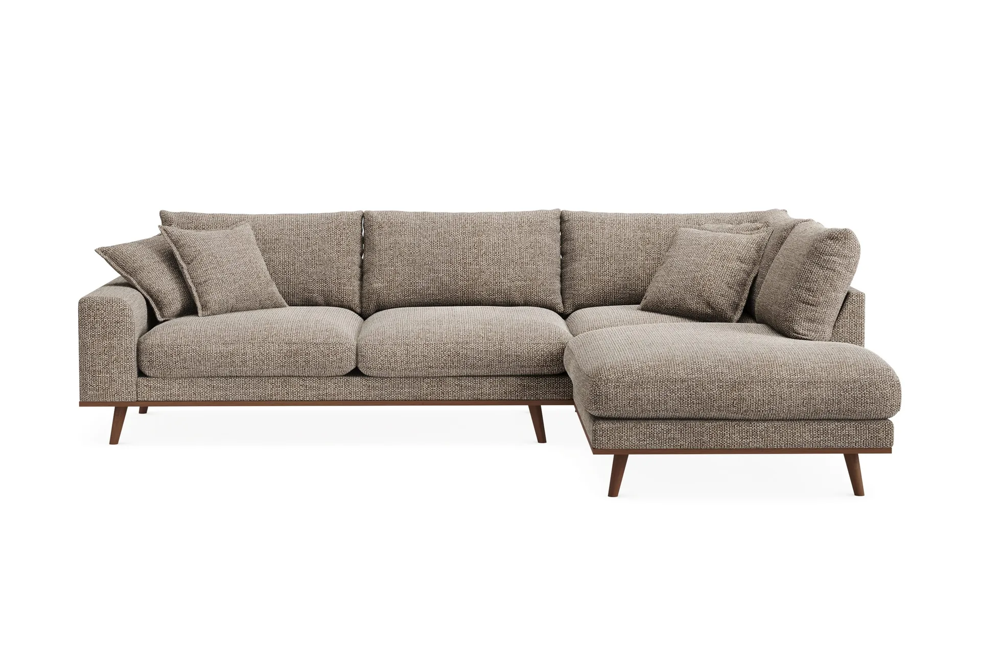 Copenhagen Premium 4-personers Højrevendt L-formet Dyb Chaiselongsofa i Chenille - Brun