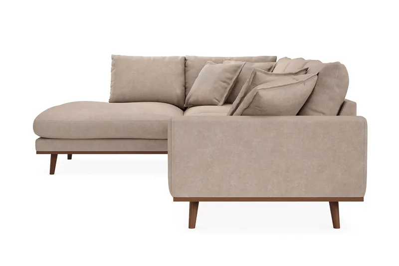 Copenhagen Premium 4-personers Venstrevendt L-formet Dyb Chaiselongsofa i Stoff - Lyse brun - Møbler - Sofaer - Sofa med sjeselong