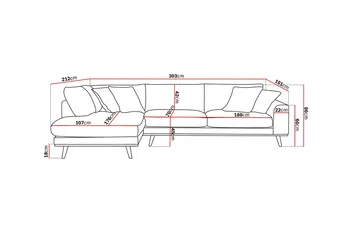 Copenhagen Premium 4-personers Venstrevendt L-formet Dyb Chaiselongsofa i Stoff - Beige - Møbler - Sofaer - Sofa med sjeselong