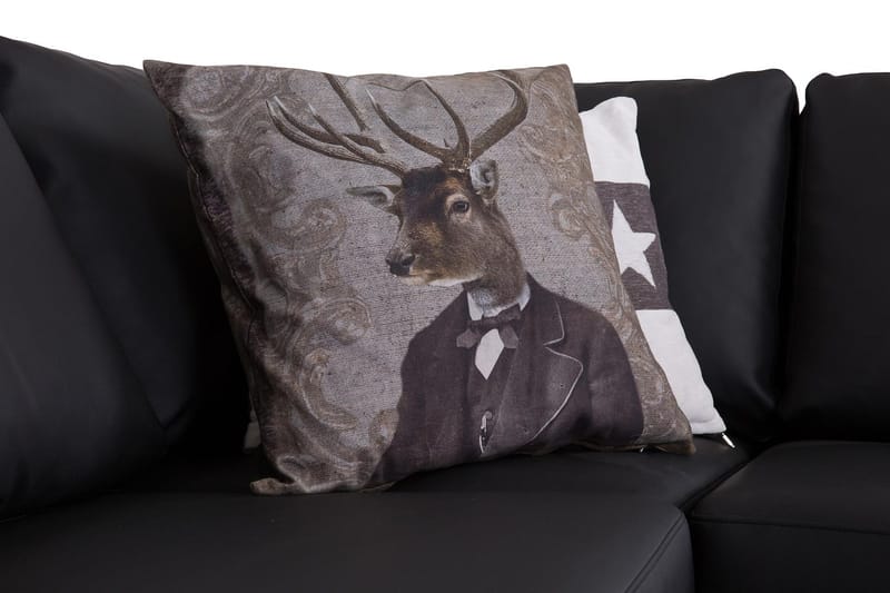 Crazy 3-seters Høyrevendt L-formet Sjeselongsofa i Kunstlær - Svart - Møbler - Sofaer - Sofa med sjeselong - 2 seters sofa med divan