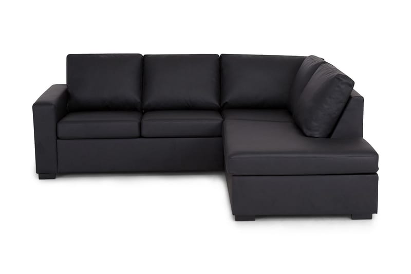 Crazy 3-seters Høyrevendt L-formet Sjeselongsofa i Kunstlær - Svart - Møbler - Sofaer - Sofa med sjeselong