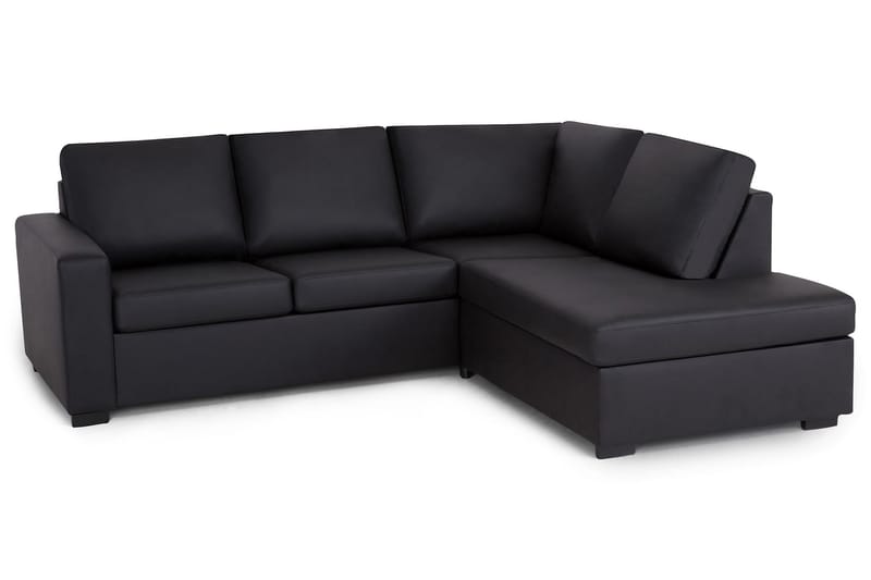 Crazy 3-seters Høyrevendt L-formet Sjeselongsofa i Kunstlær - Svart - Møbler - Sofaer - Sofa med sjeselong