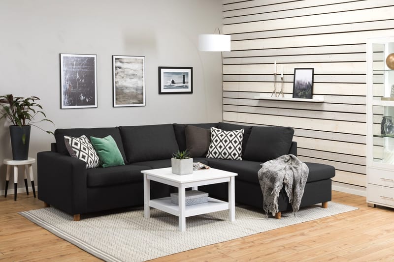 Crazy 3-seters Høyrevendt L-formet Sjeselongsofa i Stoff - Antrasitt - Møbler - Sofaer - Sofa med sjeselong - 3 seters sofa med divan