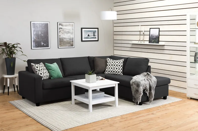 Crazy 3-seters Høyrevendt L-formet Sjeselongsofa i Stoff - Antrasitt - Møbler - Sofaer - Sofa med sjeselong - 3 seters sofa med divan