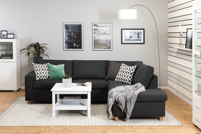 Crazy 3-seters Høyrevendt L-formet Sjeselongsofa i Stoff - Antrasitt - Møbler - Sofaer - Sofa med sjeselong - 3 seters sofa med divan