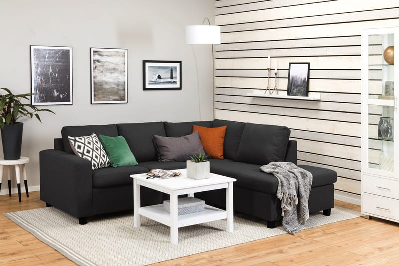 Crazy 3-seters Høyrevendt L-formet Sjeselongsofa i Stoff - Antrasitt - Møbler - Sofaer - Sofa med sjeselong - 2 seters sofa med divan