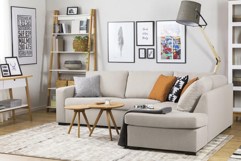 Crazy 3-seters Høyrevendt L-formet Sjeselongsofa i Stoff - Beige - Møbler - Sofaer - Sofa med sjeselong