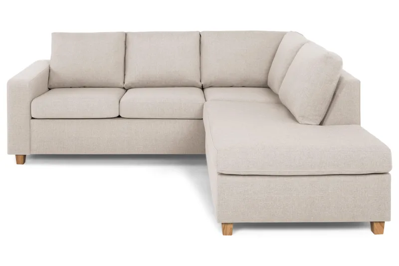 Crazy 3-seters Høyrevendt L-formet Sjeselongsofa i Stoff - Beige - Møbler - Sofaer - Sofa med sjeselong - 2 seters sofa med divan