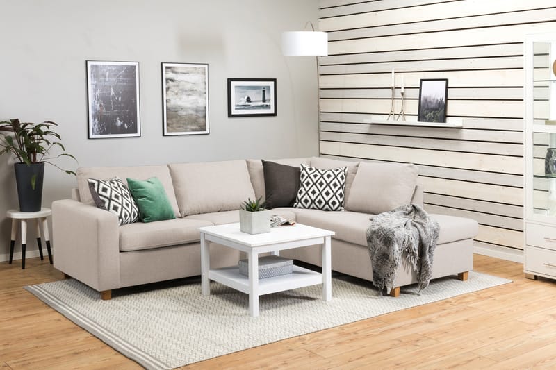Crazy 3-seters Høyrevendt L-formet Sjeselongsofa i Stoff - Beige - Møbler - Sofaer - Sofa med sjeselong