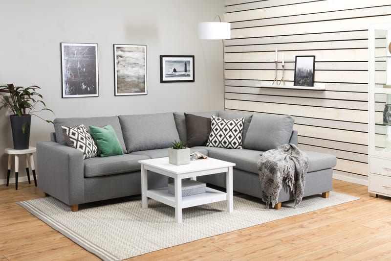 Crazy 3-seters Høyrevendt L-formet Sjeselongsofa i Stoff - Grå - Møbler - Sofaer - Sofa med sjeselong