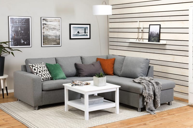 Crazy 3-seters Høyrevendt L-formet Sjeselongsofa i Stoff - Grå - Møbler - Sofaer - Sofa med sjeselong - 2 seters sofa med divan