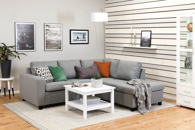 Crazy 3-seters Høyrevendt L-formet Sjeselongsofa i Stoff - Grå - Møbler - Sofaer - Sofa med sjeselong - 2 seters sofa med divan