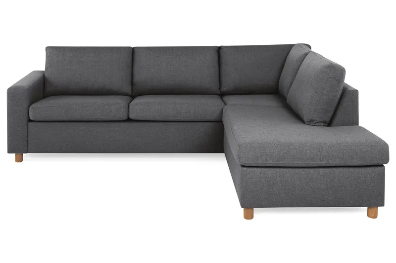 Crazy 3-seters Høyrevendt L-formet Sjeselongsofa i Stoff, Mørk grå