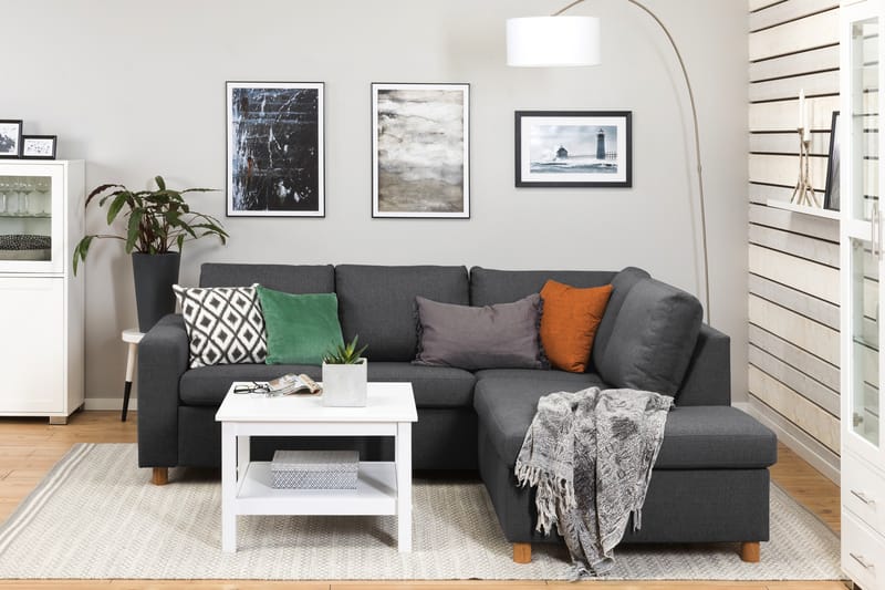 Crazy 3-seters Høyrevendt L-formet Sjeselongsofa i Stoff - Mørk grå - Møbler - Sofaer - Sofa med sjeselong
