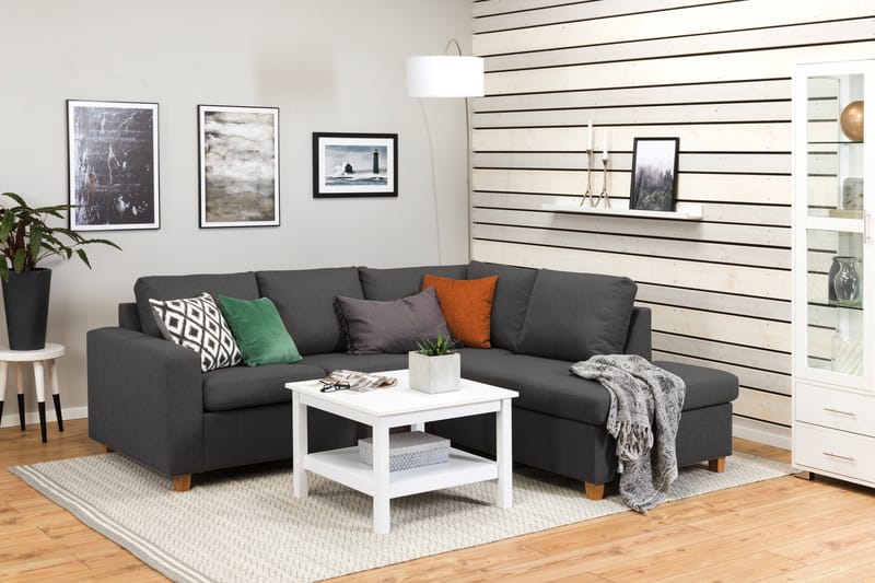 Crazy 3-seters Høyrevendt L-formet Sjeselongsofa i Stoff - Mørk grå - Møbler - Sofaer - Sofa med sjeselong