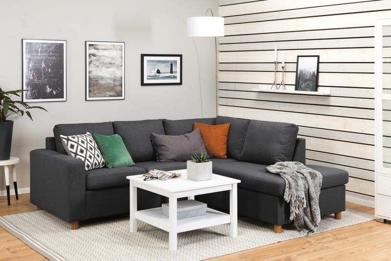 Crazy 3-seters Høyrevendt L-formet Sjeselongsofa i Stoff - Mørk grå - Møbler - Sofaer - Sofa med sjeselong