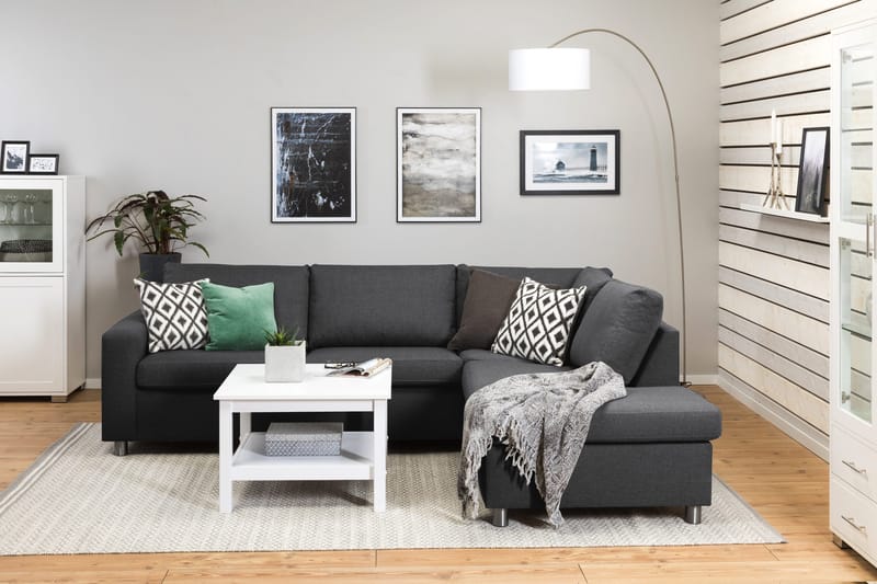 Crazy 3-seters Høyrevendt L-formet Sjeselongsofa i Stoff - Mørk grå - Møbler - Sofaer - Sofa med sjeselong