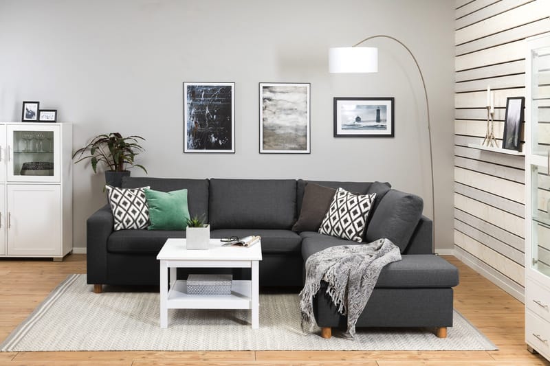 Crazy 3-seters Høyrevendt L-formet Sjeselongsofa i Stoff - Mørk grå - Møbler - Sofaer - Sofa med sjeselong