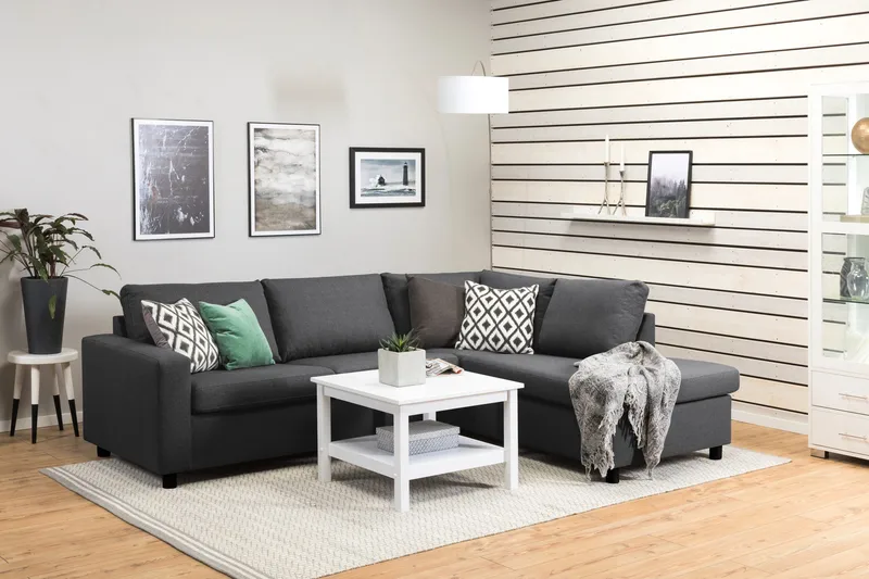 Crazy 3-seters Høyrevendt L-formet Sjeselongsofa i Stoff - Mørk grå - Møbler - Sofaer - Sofa med sjeselong