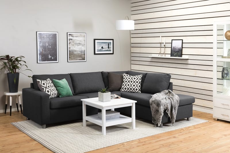 Crazy 3-seters Høyrevendt L-formet Sjeselongsofa i Stoff - Mørk grå - Møbler - Sofaer - Sofa med sjeselong