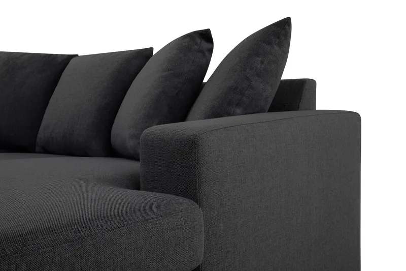 Crazy 3-seters Vendbar L-formet Divansofa i Stoff inkl. Pynteputer - Mørk grå - Møbler - Sofaer - Sofa med sjeselong