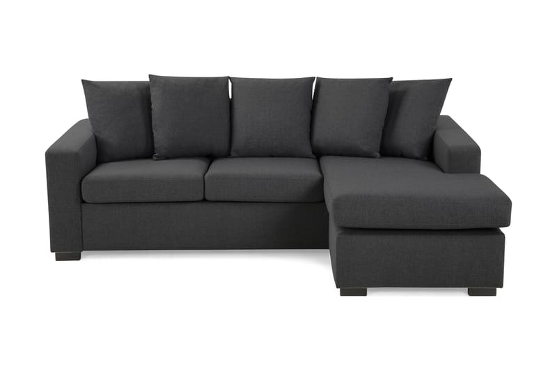 Crazy 3-seters Vendbar L-formet Divansofa i Stoff inkl. Pynteputer - Mørk grå - Møbler - Sofaer - Sofa med sjeselong