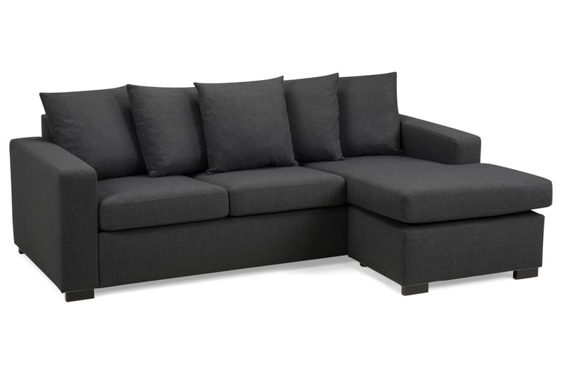 Crazy 3-seters Vendbar L-formet Divansofa i Stoff inkl. Pynteputer - Mørk grå - Møbler - Sofaer - Sofa med sjeselong