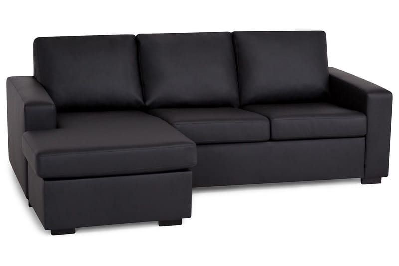 Crazy 3-seters Vendbar L-formet Sjeselongsofa i Kunstlær - Svart - Møbler - Sofaer - Sofa med sjeselong - 3 seters sofa med divan