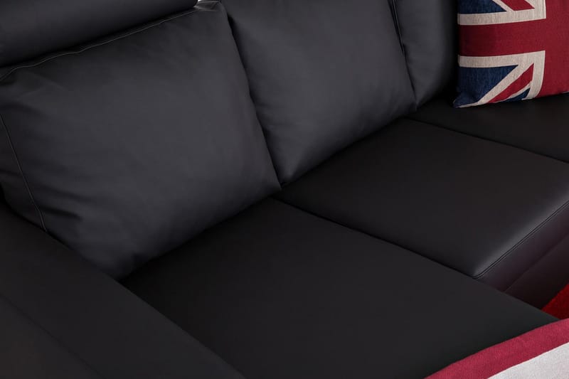 Crazy 3-seters Vendbar L-formet Sjeselongsofa i Kunstlær - Svart - Møbler - Sofaer - Sofa med sjeselong - 3 seters sofa med divan