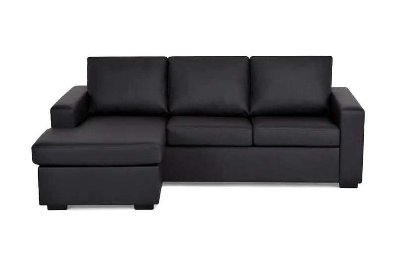 Crazy 3-seters Vendbar L-formet Sjeselongsofa i Kunstlær, Svart